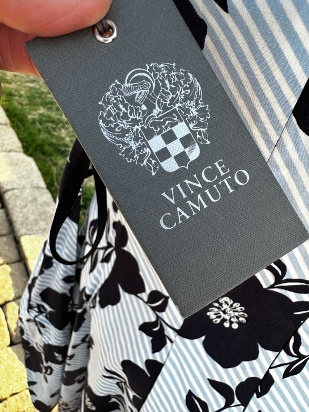 Vince Camuto navy lavender floral dress sleeveless A-line lined size 6 NWT - Picture 8 of 12